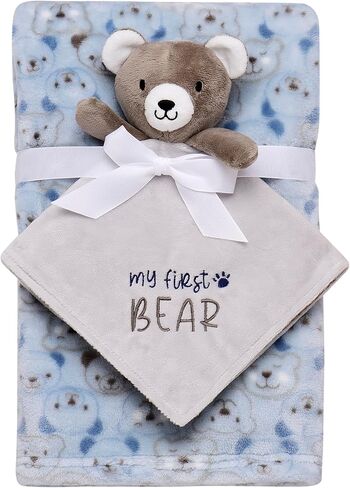 مجموعة هدايا بيبي ستارترز المكونة من قطعتين من لعبة سناجل بادي القطيفة وبطانية أطفال قطيفة، دمية ماي فيرست وطباعة زهور، وردي (76.2 سم × 91.44 سم) in Kuwait