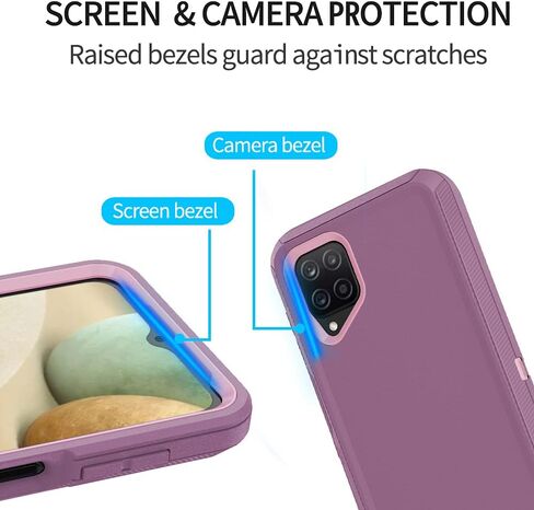 Case with Belt-Clip Holster for Galaxy A12 Drop Protection Full Body Rugged Shock Proof 3-Layer Military Protective Tough Durable Phone Cover Heavy Duty for Samsung A12 (Hot Pink/White) in Saudi Arabia