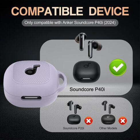 for Anker Soundcore P40i Case Cover, Soft Silicone Case for Soundcore P40i, Shockproof Protective Skin Cover for Anker P40i with Carabiner, Front LED&Logo Visible (Purple) in Kuwait