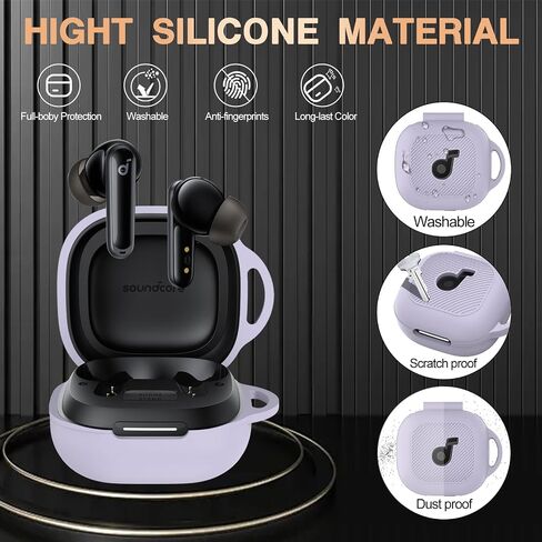for Anker Soundcore P40i Case Cover, Soft Silicone Case for Soundcore P40i, Shockproof Protective Skin Cover for Anker P40i with Carabiner, Front LED&Logo Visible (Purple) in Kuwait
