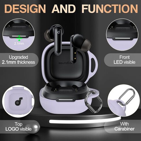 for Anker Soundcore P40i Case Cover, Soft Silicone Case for Soundcore P40i, Shockproof Protective Skin Cover for Anker P40i with Carabiner, Front LED&Logo Visible (Purple) in Kuwait