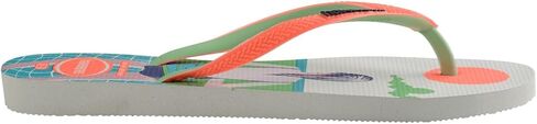 Havaianas Women Slim Style Mix Flip Flops - Spring and Summer Neon Sandals for Women - White/Orange Cyber, 11/12W - 9/10M in Saudi Arabia