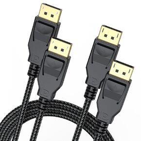 VESA Certified DisplayPort Cable 1.4 6 Feet 2-Pack, High Speed Display Port DP Cord 32.4Gbps (8K@60Hz, 4K@165Hz, 1080P@240Hz) HBR3 HDCP 2.2, HDR10 for Graphics Card, Gaming Monitor/Computer
