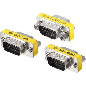 MECCANIXITY VGA Coupler VGA Gender Changer Connector 15 Pin Male to Male VGA Adapter Conversion for Cable Extender, Pack of 3