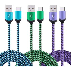 USB Type C Cable, 3Pcs 6ft Phone Charger Charging Cord Compatible for Samsung Galaxy A14 A23 A22 A53 5G A73 A33 A52 A42 A32 A13 5G A20 A12 A03s, S23 S22 S21 Ultra S20 FE S10 S10e S9 S8 Note 20 10 9 8