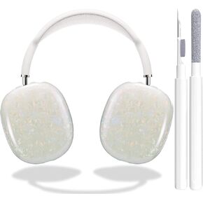 for Cute Glitter Airpods Max Case with Cleaner Kit, Anti-Scratch Shell Pattern Ear Pad Case Cover/Ear Cups Cover/Headband Cover for AirPods Max Cover Protective Skin Girl Women Pink