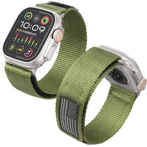 Rugged Nylon Band Compatible with Apple Watch Ultra 49mm 45mm 44mm 42mm for Men, Adjustable Sport Loop Strap with Woven for iWatch Series 9 8 7 6 5 4 3 2 1 SE