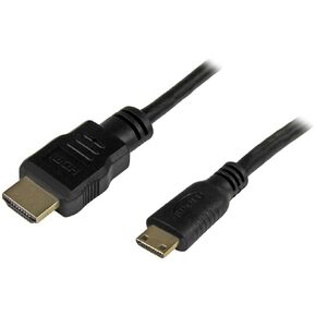 StarTech.com 3 ft Slim High Speed HDMI Cable with Ethernet - HDMI to HDMI Mini M/M (HDMIACMM3S),Black, 1 Count (Pack of 1)