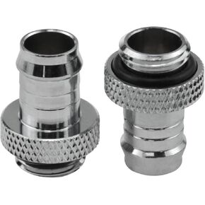 G1/4" to 3/8" Barb Fitting for Hose PC Water Cooling System Hose Connector Silver -2 PCS