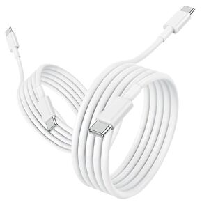 (عبوة من قطعتين) كابلات USB-C إلى USB-C بطول 6 أقدام مع توصيل طاقة بقدرة 60 وات - شحن سريع، متين