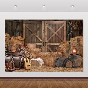 ChloropLastid Western Cowboy Garage Door Decorations Background Wild West Rustic Wooden Barn House Photography Backdrop for Western Party Decoration Rodeo Backdrops Banner Cover 7x5ft