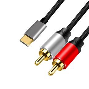 USB C to 2 RCA Audio Cable 5Ft, Type C to 2rca Jack Aux Auxiliary Stereo Splitter Adapter Audio Line Compatible with Home Theater Amplifier DVD TV Speaker.……