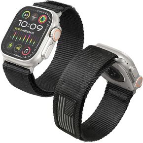 Rugged Nylon Band Compatible with Apple Watch Ultra 49mm 45mm 44mm 42mm for Men, Adjustable Sport Loop Strap with Woven for iWatch Series 9 8 7 6 5 4 3 2 1 SE