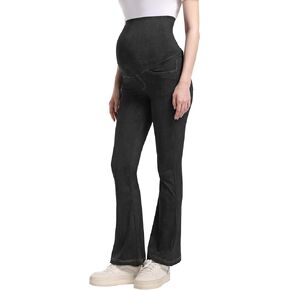 Foucome Maternity Jeans Bootcut Over The Belly Flare Jeans Stretchy Pregnancy Bell Bottoms Denim Pants with Pockets