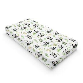Watercolor Panda Green Leaves Baby Changing Pad Cover Sheets for Boy Girl 32''x16'' Cute Bear Unisex Fitted Diaper Changing Table Sheets Soft Breathable Baby Changing Table Mats