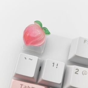 Personalized Cute Cartoon Transparent Keycap Handmade OEM Profile Keycap Base DIY Custom ESC Backlit Keycap for Mechanical Keyboard MX Switch (Peach)
