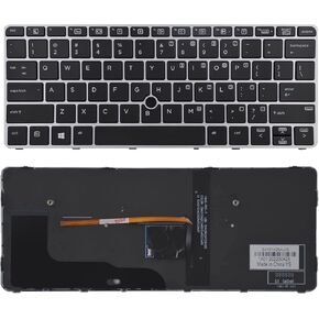 Replacement Keyboard with Backlit and Trackpoint Compatible with HP EliteBook 725 G3 725 G4 820 G3 820 G4 828 G4 826631-001 815391-001 with Silver Frame US Layout