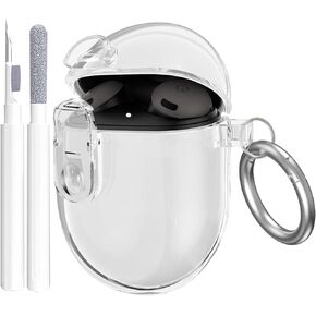 Lock Case for Google Pixel Buds A-Series (2021) / Pixel Buds 2 Clear Case (2020) with Cleaner Kit, Soft TPU Transparent Protective Pixel Bud A and Buds 2 Cover Men Women with Carabiner, Clear