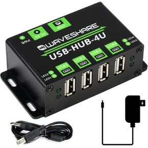 waveshare Industrial Grade USB HUB, Extending 4X USB 2.0 Ports,Compatible with USB 2.0/1.1, up to 480Mbps Data Rate Support Windows 11/10 / 8.1/8 / 7 / XP,etc.Onboard Multiple Protection Circuit
