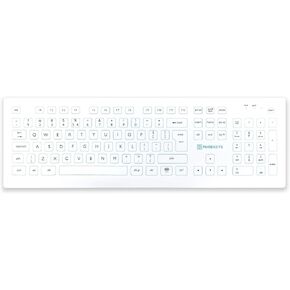 Medical Keyboard Full Size USB White for Hospital, Dentist, Cleanroom, Laboratory and Industrial. Easy to Clean Hygienic Flat and Flexible Silicone
