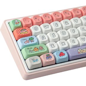 Tsungup MOA Profile Keycaps,126 Keys PBT Cute Funny Smiley Keycaps Dye-Sublimation Custom Keycap Set with Keycap Puller for Cherry Gateron MX Swithes Mechanical Keyboards