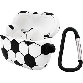 Airpods Case Cover,Durable Full Protection Soccer Design Airpods 1&2 Case Cover,with Keychain Front LED Visible