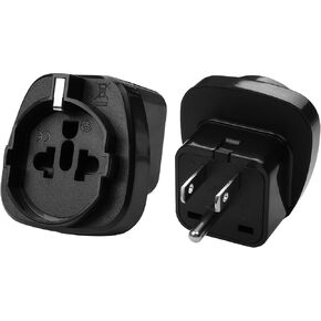 Universal Power Travel Plug Adapter NEMA 5-15P Plug 10A 250V Universal Socket Power Converter Grounded EU to US Power Adapter 3-Pin Travel Outdoor Adapter Converter EU//US/UK
