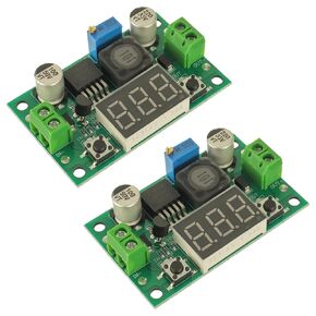 LM2596 Adjustable Buck Converter 4.0-40V Input to 1.25-37V Output Voltage DC-DC Buck Converter Module with LED Display Voltmeter(Pack of 2 Pcs)