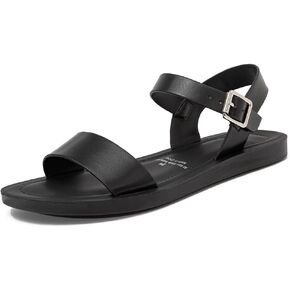 Women's Cute Open Toes One Band Ankle Strap Flexible Summer Flat Sandals With + Memory Foam