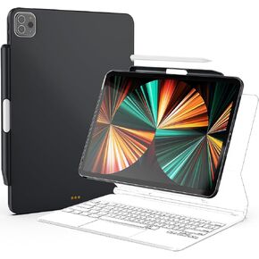 ProCase Back Cover for iPad Pro 12.9 2022 2021, Magic Keyboard Compatible Case Slim Cover with Pencil Holder for iPad Pro 12.9 6th Gen/5th Gen[Keyboard Not Included] -Black