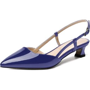 SKYSTERRY Women's Patent Slingback Cute Cut Out Pointed Toe Office Spool Low Kitten Heel Pumps Office Work Shoes 1.5 Inch