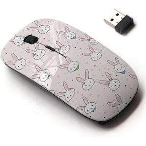 2.4G Wireless Mouse with Cute Pattern Design for All Laptops and Desktops with Nano Receiver - Cute Adorable Kawaii Rabbit Bunny