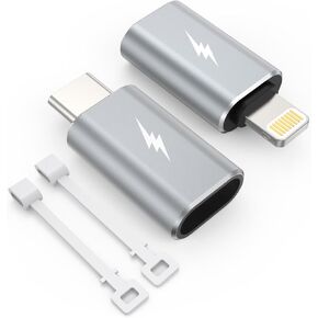 TechMatte [Lightning to USB C&[USB C to Lightning] Adapter, Charging Compatible with iPhone 15/Plus/Pro/Pro Max/14/13/12/iPad/AirPods/MacBook/Samsung/Google, Not Support Headphones/OTG, 2+2Pack