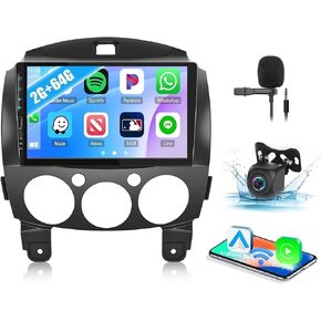 CAMECHO [2+64G] راديو Android 13 لسيارة Mazda 2 2007-2014 مع Carplay&Android Auto، راديو سيارة بشاشة تعمل باللمس 9 بوصة مع رابط مرآة بلوتوث HiFi GPS Navigation WiFi AHD كاميرا احتياطية وميكروفون in Saudi Arabia