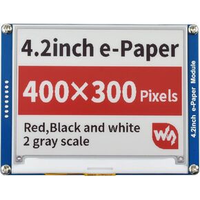 waveshare 4.2inch E-Ink Display Module Compatible with Raspberry Pi 4B/3B+/3B/2B/B+/A+/Zero/Zero W/WH/Zero 2W Series Boards 400x300 Resolution Three-Color SPI Interface