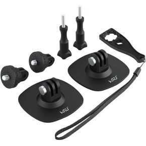 HSU Flexible Adhesive Mount Kit, 3M Helmet Adhesive Sticky Mounts Compatible with Insta360 X4 X3 X2 X One RS, GoPro Hero 12/11/10/9/8/7, GoPro Max, DJI Osmo Action Sports Camera Accessories