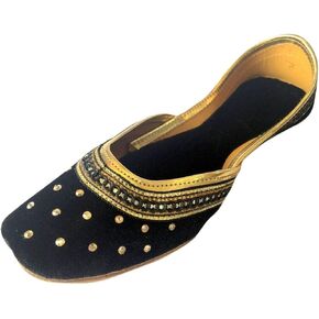 Women Flat Velvet Khussa Shoes Punjabi Jutti Handmade Mojari Ballerina