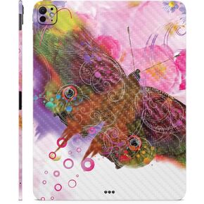 Carbon Fiber Skin Compatible with Apple iPad Pro 13 (M4) 2024 - Hippie Butterfly - Premium 3M Vinyl Protective Decal Cover - Easy to Apply | Crafted in The USA by MightySkins