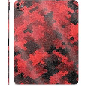 Glossy Glitter Skin Compatible with Apple iPad Pro 13 (M4) 2024 - Red Hexa Camo - Premium 3M Vinyl Protective Decal Cover - Easy to Apply | Crafted in The USA by MightySkins