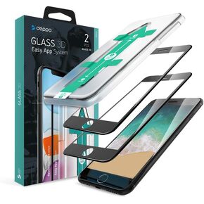Deppa [2 Pack Premium Screen Protector for Iphone SE 2022, SE 2020, Iphone 7/8 (4.7') Tempered glass 3D Full Coverage with Easy Installation Tray Kit - [ Video Installation Guide ]