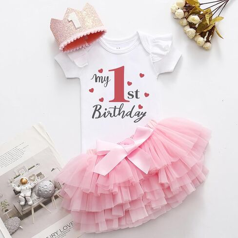My 1st birthday one Birthday 1year Baby girl clothes gift happy first birthday girls in Saudi Arabia