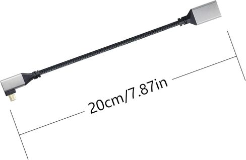 كابل محول RIIEYOCA 4K Micro HDMI إلى HDMI، زاوية قائمة Micro HDMI ذكر إلى HDMI أنثى ألومنيوم قصير من النايلون المضفر، يدعم 4K UHD، لأجهزة الكمبيوتر المحمول، جهاز العرض، التلفزيون، الشاشة، كاميرا الفيديو (الكابل: 20 سم) in Saudi Arabia