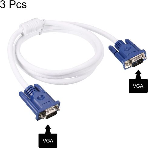 كابل MECCANIXITY VGA إلى VGA، كابل فيديو 1.5 متر/5 قدم ذكر إلى ذكر VGA 3+4 للكمبيوتر وجهاز العرض، حزمة من 3 in Saudi Arabia