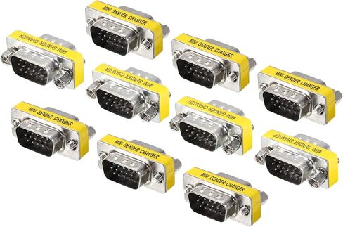 MECCANIXITY VGA Coupler VGA Gender Changer Connector 15 Pin ذكر إلى ذكر VGA محول تحويل لموسع الكابل، حزمة من 10 in Kuwait
