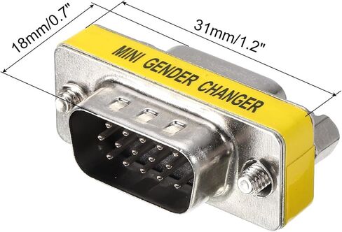 MECCANIXITY VGA Coupler VGA Gender Changer Connector 15 Pin ذكر إلى ذكر VGA محول تحويل لموسع الكابل، حزمة من 10 in Kuwait