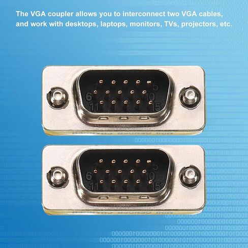 MECCANIXITY VGA Coupler VGA Gender Changer Connector 15 Pin ذكر إلى ذكر VGA محول تحويل لموسع الكابل، حزمة من 10 in Kuwait