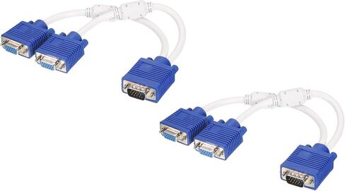 كابل مقسم VGA من MECCANIXITY، كابل VGA 2 أنثى إلى VGA 1 ذكر مع محول حلقة وشاشة محول كابل فيديو لجهاز العرض، حزمة من 2 in Saudi Arabia