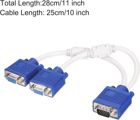 كابل مقسم VGA من MECCANIXITY، كابل VGA 2 أنثى إلى VGA 1 ذكر مع محول حلقة وشاشة محول كابل فيديو لجهاز العرض، حزمة من 2 in Saudi Arabia