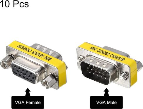 MECCANIXITY VGA Coupler VGA Gender Changer Connector 15 Pin ذكر إلى أنثى محول VGA لموسع الكابل، حزمة من 10 in Saudi Arabia