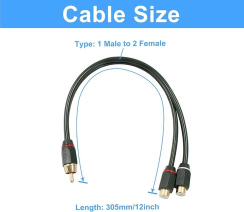 1 Male to 2 Female Y Splitter Connectors, 12 Inch Dual Shielded Speaker Splitter Cable in Saudi Arabia